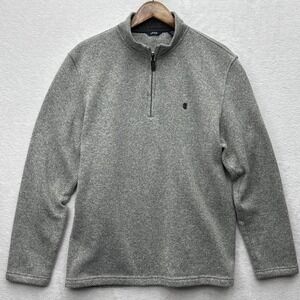 Izod Sweater Men Xl Gray Pullover Quarter‎ Zip Long Sleeve Fleece Sweatshirt